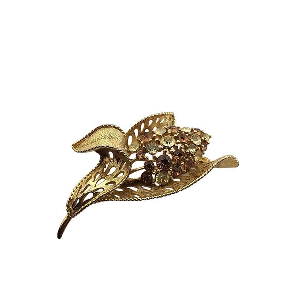 Vintage Signed Lisner Rhinestone Brooch (A3208) - Picture 1 of 5